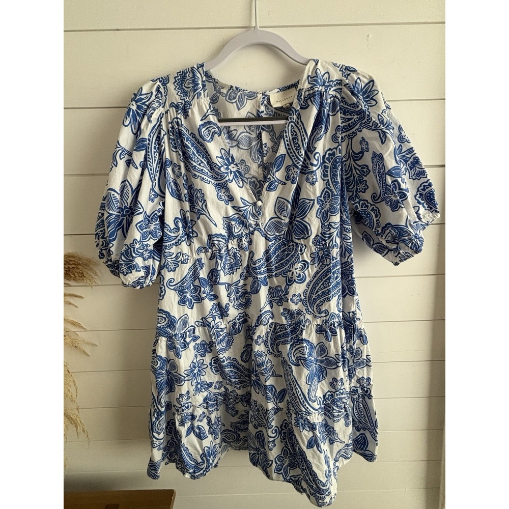 Floral Dress Melloday Paisley Floral Puff Sleeve Mini Size XL‎ 0664